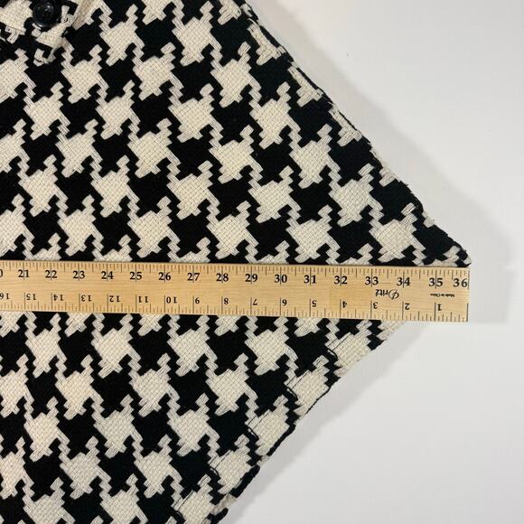 Last Kiss Black White Houndstooth Wool Lined Poncho Cape Cowl Neck Chic XL - Picture 8 of 8
